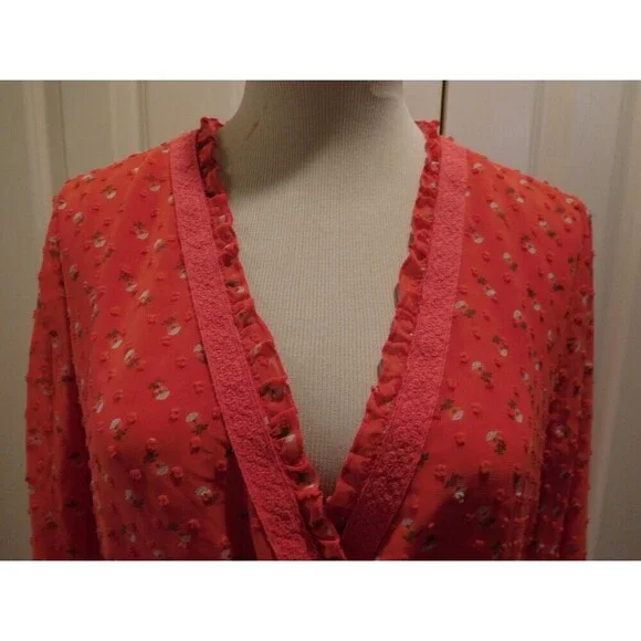Darling MATILDA JANE "Must Be Love" Red Tufted Dot Crossover Blouse M - Picture 3 of 11